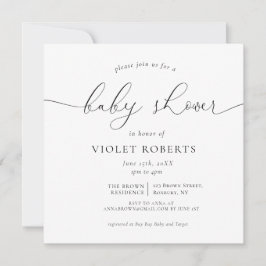 Calligrafie Geslacht Neutraal Baby shower Uitnodig Kaart