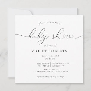 Calligrafie Geslacht Neutraal Baby shower Uitnodig Kaart