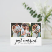 Calligrafie Gewoon gehuwd 3 Foto Briefkaart (Staand voorkant)