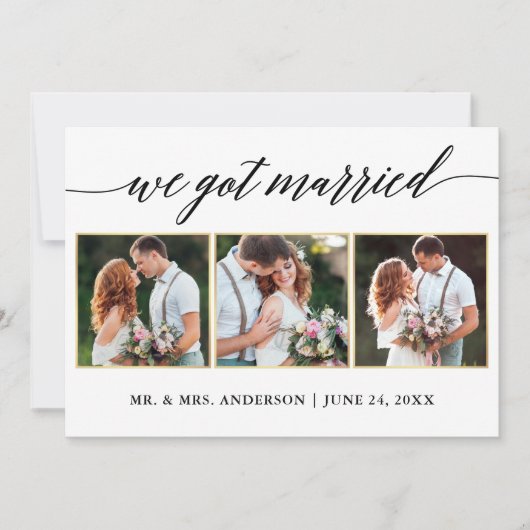 Calligrafie Gold 3 Kaart voor aankondiging van het (Voorkant)