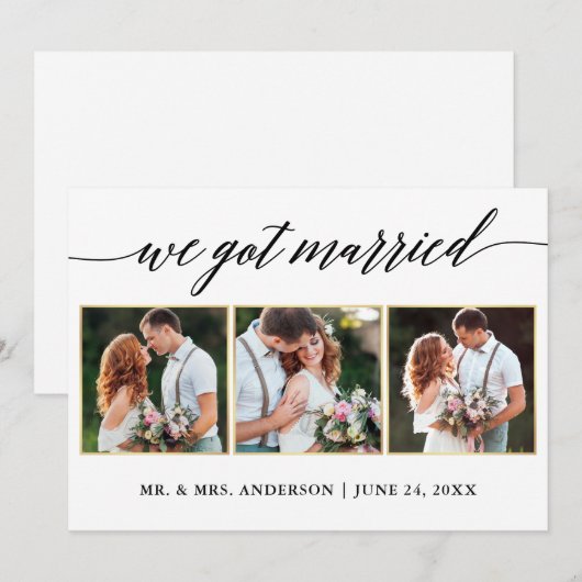 Calligrafie Gold 3 Kaart voor aankondiging van het (Voorkant / Achterkant)