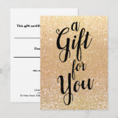 Calligrafie Gold Glitter Cadeaubon (Voorkant / Achterkant)