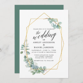 Calligrafie Gold Lijst Eucalyptus Greenery Wedding Kaart