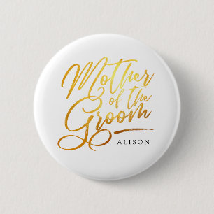 Calligrafie Gold Moeder van de Groom elegant Ronde Button 5,7 Cm