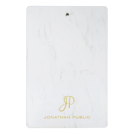 Calligrafie Gold Monogram Professional marmer Mini Klembord (Achterkant)