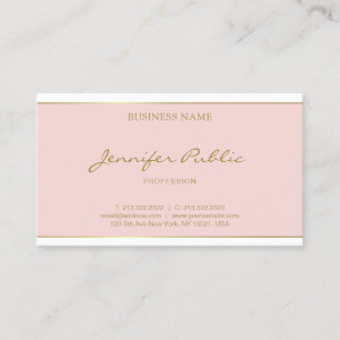Calligrafie Gold Name Script Blush Pink Elegant Visitekaartje