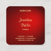 Calligrafie Gold Text Sjabloon Elegant Red Damask Vierkante Visitekaartje (Achterkant)