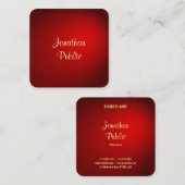 Calligrafie Gold Text Sjabloon Elegant Red Damask Vierkante Visitekaartje (Voorkant / Achterkant)