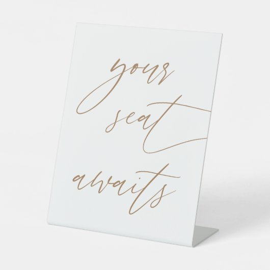 Calligrafie Gold Uw stoel wacht op uw locatie Reclamebord Met Voetstuk (Voorkant)