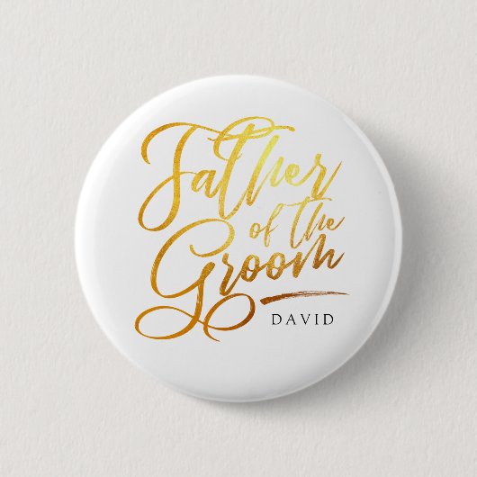 Calligrafie Gold Vader van de Groom elegant Ronde Button 5,7 Cm (Voorkant)