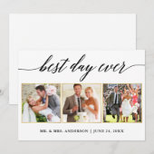 Calligrafie Gold Weddenschap 3 Foto Best Day Ever Bedankkaart (Voorkant / Achterkant)