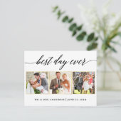 Calligrafie Gold Weddenschap 3 Foto Best Day Ever Briefkaart (Staand voorkant)