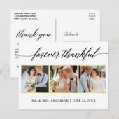Calligrafie Gold Wedding 3 Foto voor altijd bedank Briefkaart (Voorkant / Achterkant)