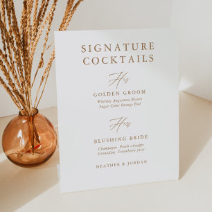 Calligrafie Gold Wedding Signature Cocktail Bar Reclamebord Met Voetstuk