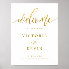 Calligrafie Gold Wedding Welcome Sign Poster