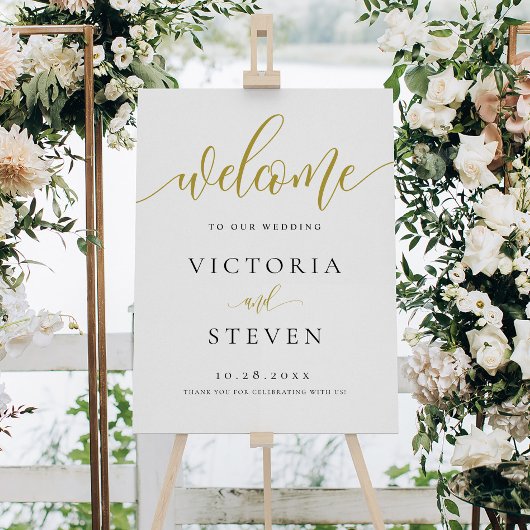 Calligrafie Gold Welkom Weddenschap Poster