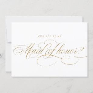 Calligrafie Gold Will You Be My Maid of Honor (Gou Kaart
