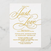 Calligrafie goud niets fancy alleen liefde bruilof folie uitnodiging (Voorkant)