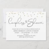 Calligrafie goud stippen paren doucheuitnodiging kaart (Voorkant)