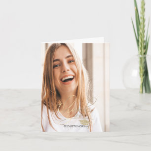 Calligrafie Gouden Glitter Afstudeerhoed Foto Bedankkaart