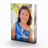 Calligrafie Grandma Heart Aangepaste naam Keepomwi Fotoblokken (Rechts)