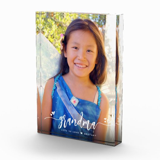 Calligrafie Grandma Heart Aangepaste naam Keepomwi Fotoblokken (Rechts)