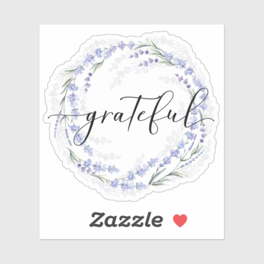 Calligrafie Grateful Lavender Wreath Sticker (Vel)
