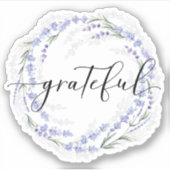 Calligrafie Grateful Lavender Wreath Sticker (Voorkant)