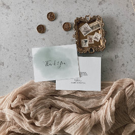 Calligrafie Green en White Wedding Bedankkaart