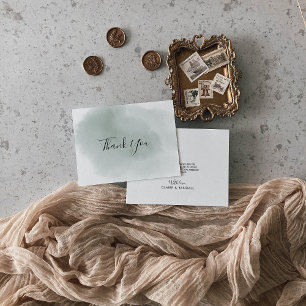 Calligrafie Green en White Wedding Bedankkaart