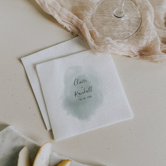 Calligrafie Green en White Wedding Napkins Servet