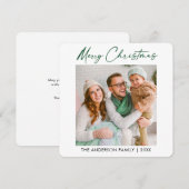 Calligrafie Green Ink Kerstfotominimalist Feestdagenkaart (Voorkant / Achterkant)
