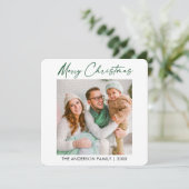 Calligrafie Green Ink Kerstfotominimalist Feestdagenkaart (Staand voorkant)