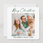 Calligrafie Green Ink Kerstfotominimalist Feestdagenkaart (Voorkant)