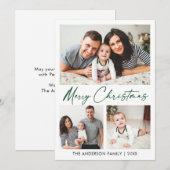 Calligrafie Green Ink Script 3 Foto Feestdagenkaart (Voorkant / Achterkant)