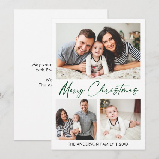 Calligrafie Green Ink Script 3 Foto Feestdagenkaart (Voorkant / Achterkant)