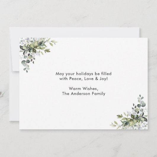 Calligrafie Green Ink Script Greenery Kerstmis Feestdagenkaart (Achterkant)