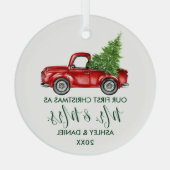 Calligrafie Green Mr. Mrs. Glas Ornament (Achterkant)