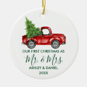 Calligrafie Green Mr. Mrs. Keramisch Ornament (Voorkant)