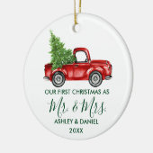 Calligrafie Green Mr. Mrs. Keramisch Ornament (Links)