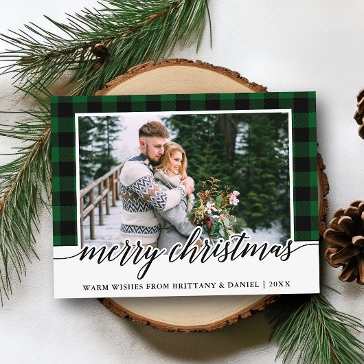 Calligrafie Green Pset Couple met kerstmis Briefkaart