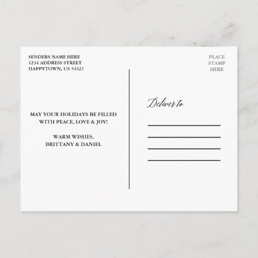 Calligrafie Green Pset Weddenschap Foto Kerstmis Briefkaart (Achterkant)