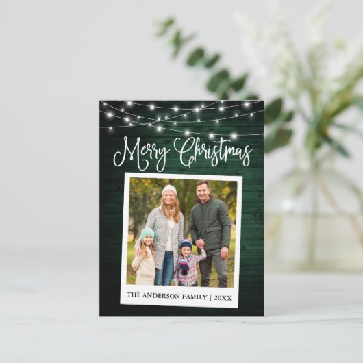 Calligrafie Green Wood Licht Instant Camera Foto Briefkaart (Staand voorkant)