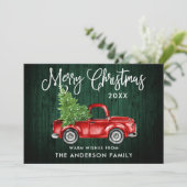 Calligrafie Green Wood Truck Feestdagenkaart (Staand voorkant)