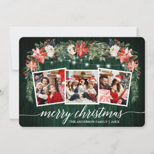 Calligrafie Green Wood Waterverf Floral 3 Foto Feestdagenkaart