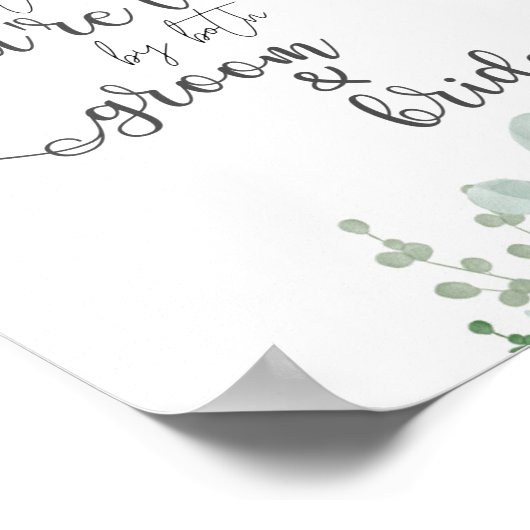 Calligrafie Greenery Pick a Seat Wedding Sign Poster (Hoek)