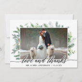 Calligrafie Greenery Pine Love Bedankt Weddenschap (Voorkant)