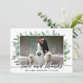 Calligrafie Greenery Pine Love Bedankt Weddenschap (Staand voorkant)