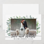 Calligrafie Greenery Pine Love Bedankt Weddenschap (Voorkant / Achterkant)