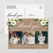 Calligrafie Groen Bloemig Trouw Dank Je Kraft Briefkaart (Voorkant / Achterkant)